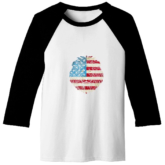 Lion Pet Patriotic Lion Head American Flag Proud Lion Astrology Baseball Tees