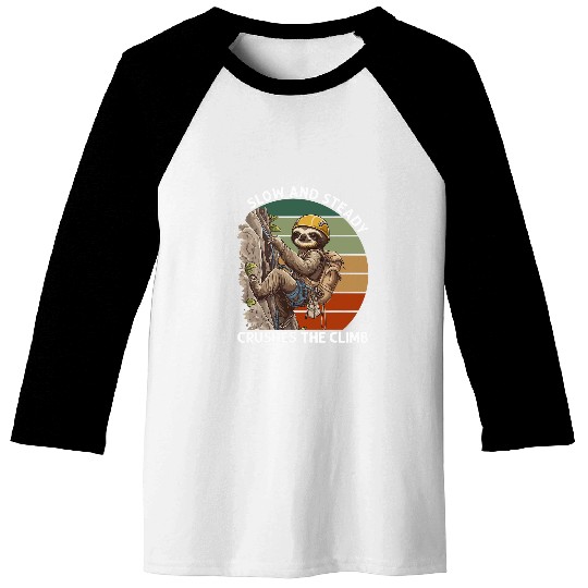 Sloth Pet Bouldering Slow And Steady Sloth Rock Climbing Baseball Tees