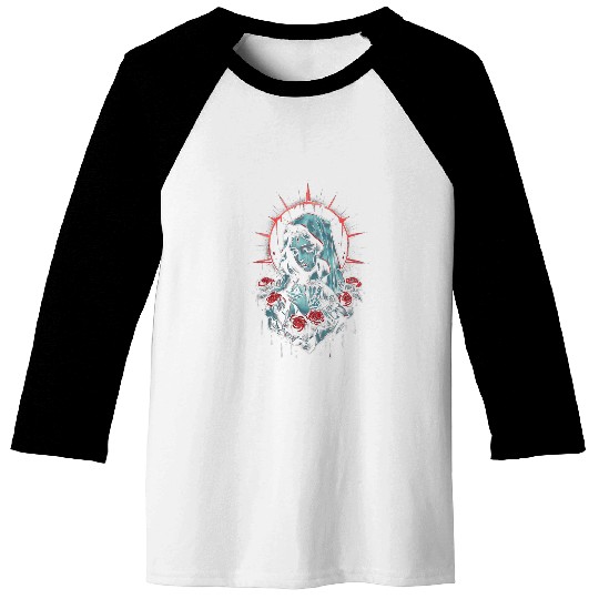Mother Mary Cool Gothic Goth Catholic Mary Tattoo Art 44 Baseball Tees