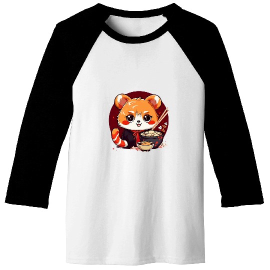 Panda Pet Otaku Anime Red Panda Eat Ramen Noodles Cherry Blossom 1 Baseball Tees