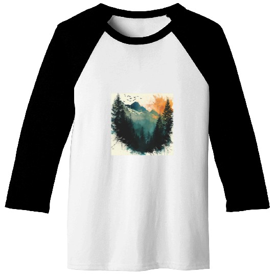 Tree Woods dark Green Nature Outdoor Explore forest green 2 Baseball Tees