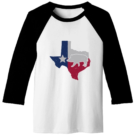 Mens Texas Flag Boar Hunting Funny Wild Hog Hunter Baseball Tees