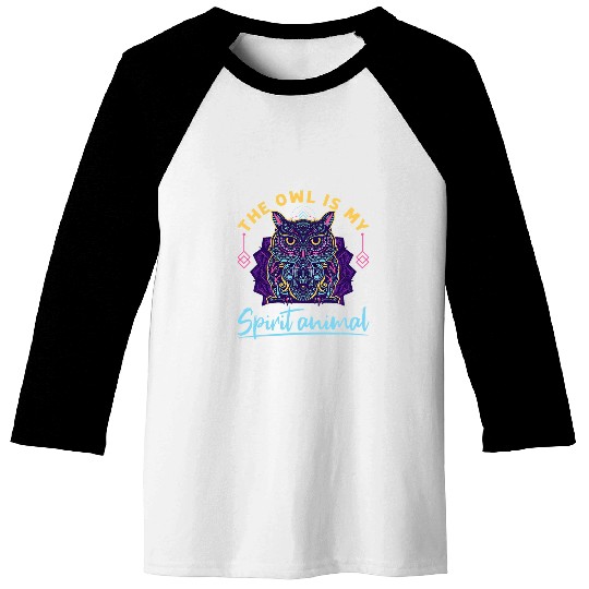 Owl Pet Teal Purple Paisley Bird Cool Art Spirit Animal Baseball Tees