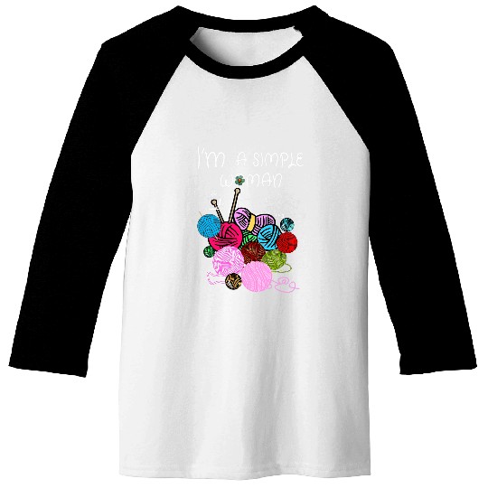 Coffee Fun I m A Simple Woman Cat Coffee Girl Funny Crocheting Baseball Tees