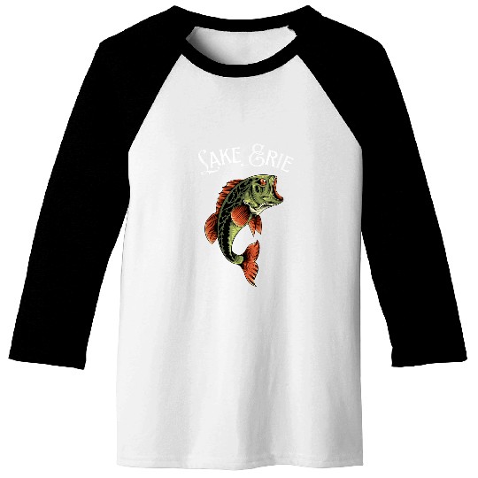Lake Erie Bass Fishing Bass Fish Gifts and Tees Fishermen Baseball Tees