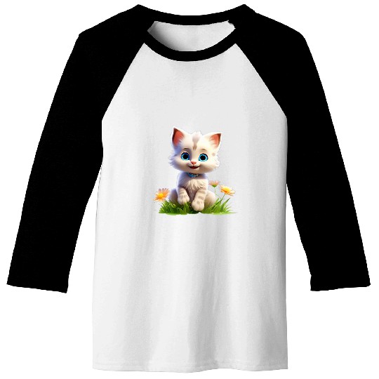 Spring Garden Kitten Flower Cat Girl Floral Blossom Blooms 1 Baseball Tees