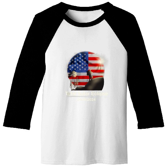Total Solar Eclipse April 8 2024 USA Patriotic American Flag Baseball Tees