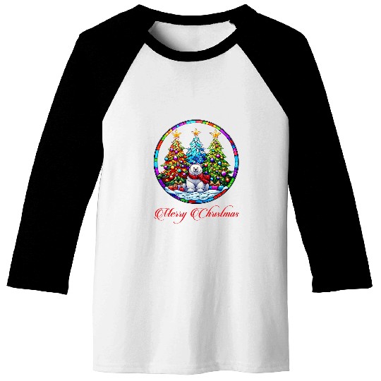 Bear Pet Christmas trees and Polar Bear Stained Glass Symphony 2 Baseball Tees