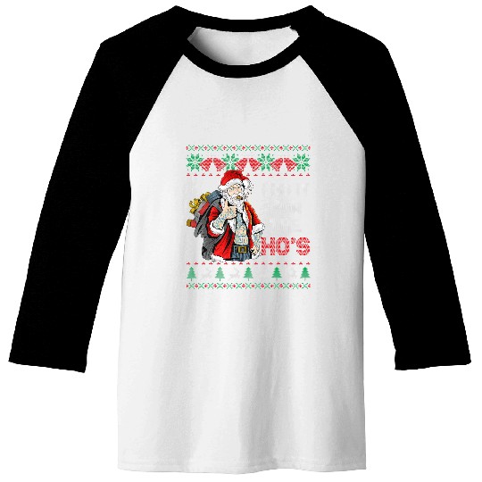 Tattooed Santa I Do It For The Hos Ugly Christmas Sweater Baseball Tees