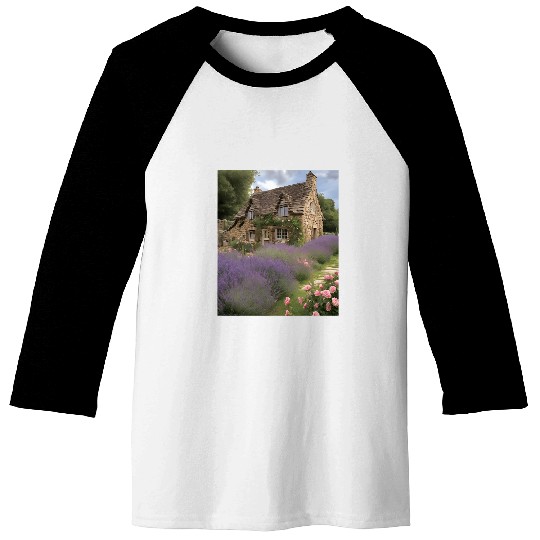 Stone Cottage Garden Roses Lavender Baseball Tees