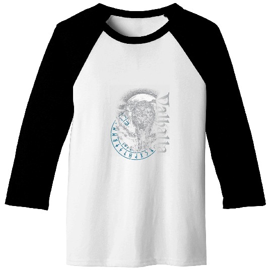 Valhalla wolfs Wolves Odins Runes Nordic Compass Viking Baseball Tees