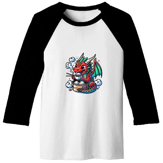 Dragon Pet Hong Kong Slang Kawaii Dim Sum Year of Dragon Anime Baseball Tees