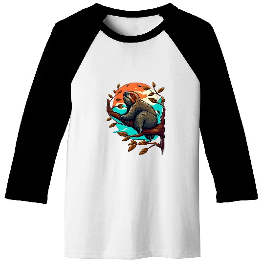 Sloth Pet Sunrise peaceful Sloth Baseball Tees