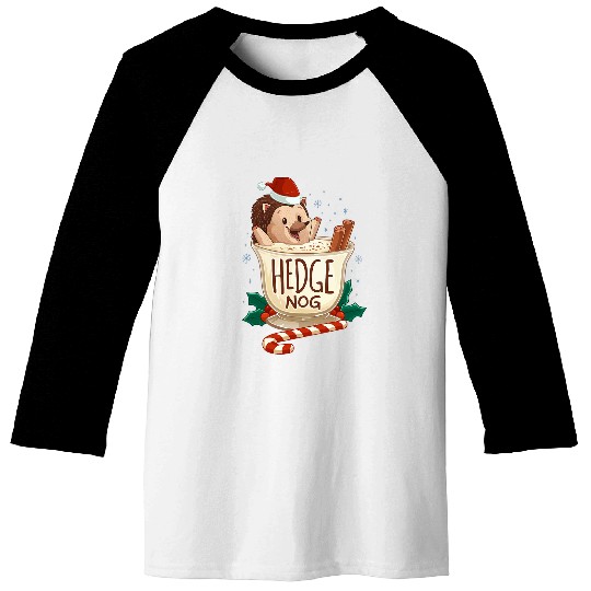 Hedgehog Pet Funny xmass Hedge Nog Hedgehog Eggnog Christmas Baseball Tees