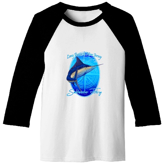 Long Branch New Jersey Billfish Saltwater Fishing Baseball Tees