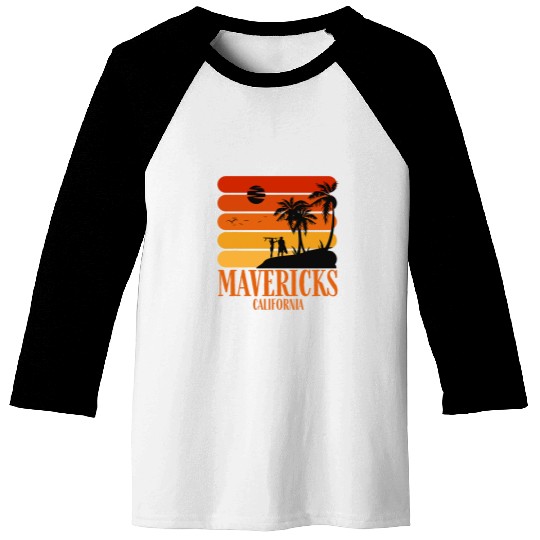 Surfing vintages Mavericks Beach californias Retro Surf Baseball Tees