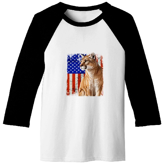 Lion Pet P22 mountain lion Cougar vintages USA Flag Baseball Tees