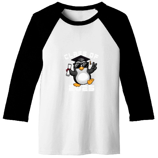 Penguin Pet Peace Sign Hand Penguin Class of 2025 Graduation Baseball Tees