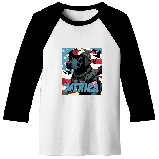 Merica Patriotic Black Labrador Duck Hunting Dove hunter Baseball Tees