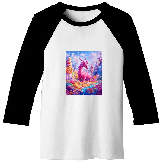 Dragon Pet Whimsical Dragon in Candyland Baseball Tees
