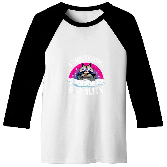 Raccoon Pet Love Trash Equality Raccoon Rainbow Bisexual Flag Bi Pride Baseball Tees