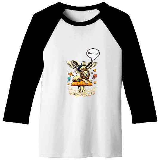 Lion Pet Owl Jellyfish Animal Piggyback Men Women Kids Adults Baseball Tees