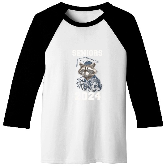 Raccoon Pet Seniors 2024 Graduation Raccoon Funny Graphic Senior Year Baseball Tees