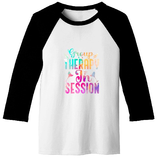 Wines Fun Group Therapy in Session Funny Group Drinking Baseball Tees