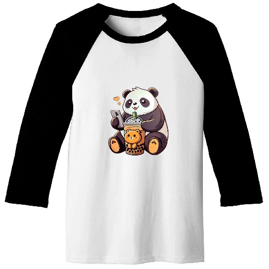 Panda Pet Bubble Boba Tea Kawaii Panda cute Bear Tapioca Milk Tea Baseball Tees