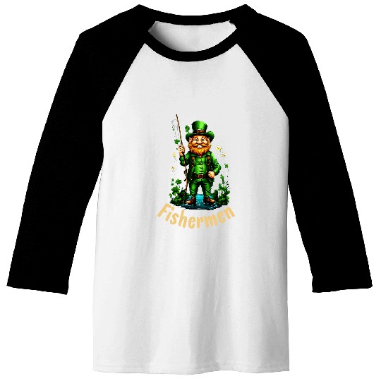 St Patricks Day Fishermen Fishing Shamrock Irish Baseball Tees