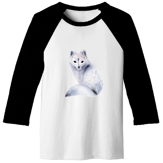 Viking Nordic Summer Fox Hand Painted Watercolor Baseball Tees
