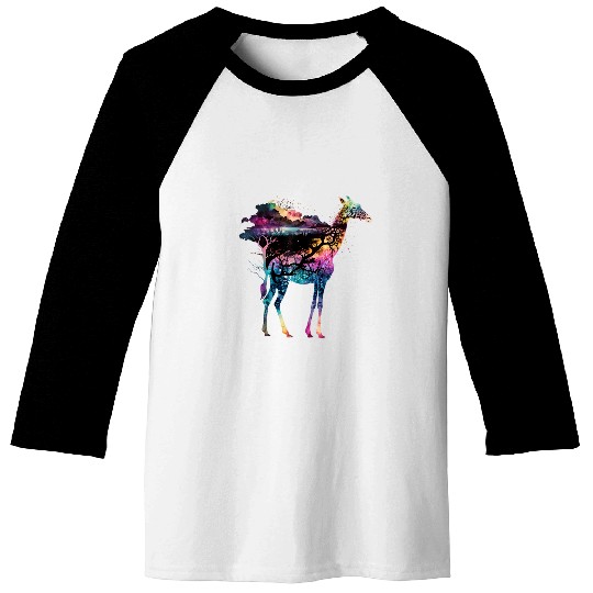 Giraffe Pet Colorful Wilderness Nature Giraffe Reflection Baseball Tees