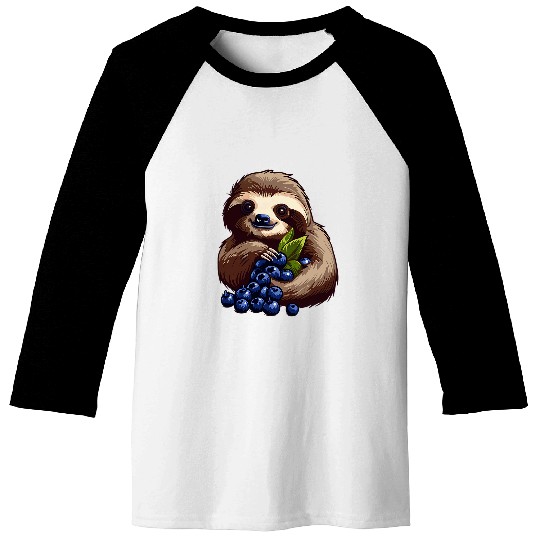 Sloth Pet Blueberry Sloth Colourful Motif Nature Berry Fruit Drawing Baseball Tees