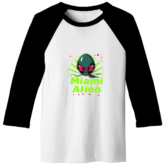 Miami Shadow Alien Conspiracy Theory UFO Believer Funny 2 Baseball Tees