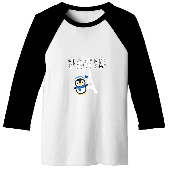 Penguin Pet Paris Cute Adorable Penguin I Love Paris France Travel Baseball Tees