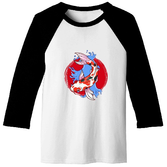 Nishikigoi Fish Koi Fish Japanese Tattoo 12 Baseball Tees