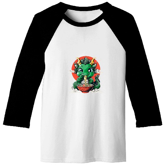 Dragon Pet Cute Green Dragon Ramen Lunar New Year Anime 10 Baseball Tees