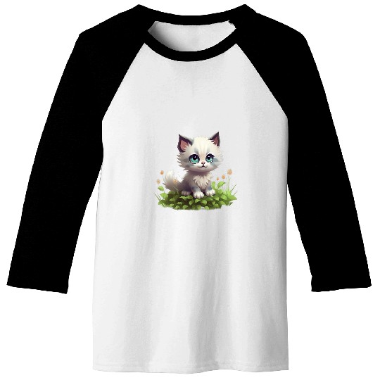 Spring Garden Kitten Flower Cat Girl Floral Blossom Blooms 8 Baseball Tees