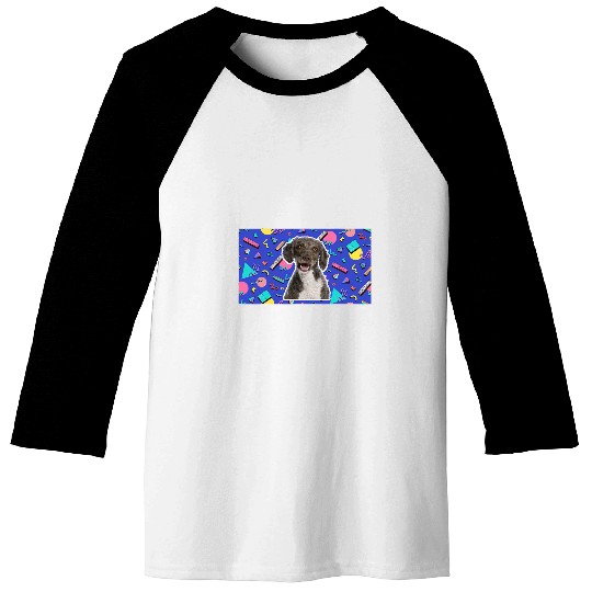 90s Sticker Pattern Dog Spanish Water Spaniel Baseball Tees