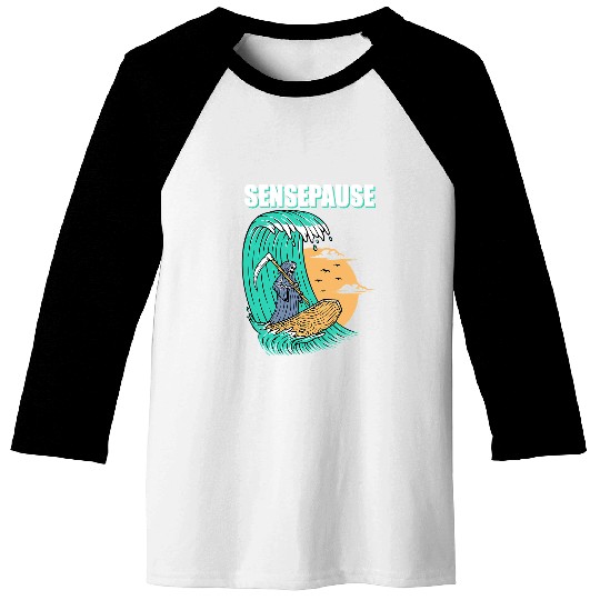 Skeletons Skulls Sensepause Surfing Death Skeletons Coffin Skull Baseball Tees