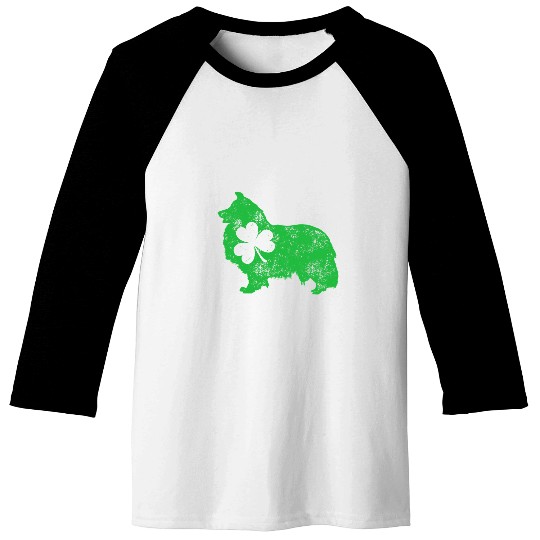 Dog Shetland Sheepdog Sheltie St Patricks Day Men Shamrock Dog 3 Baseball Tees