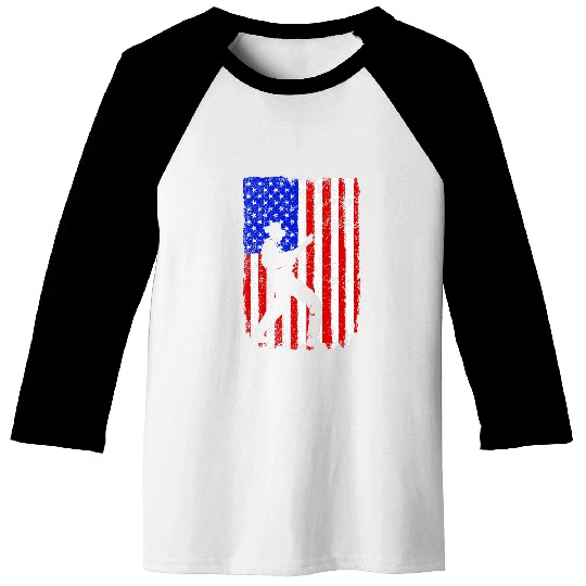 Fishing Fishing Bass Fish Fishing Rod American Flag Fisher Baseball Tees