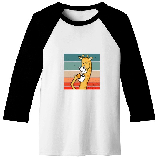 Coffee Fun Giraffe coffee mug cartoon smirk retro morning caffeine Baseball Tees