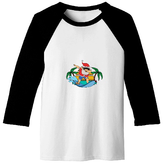 Surf Life Funny Dabbings Santa Claus Surfing Summer Christmas In July Baseball Tees