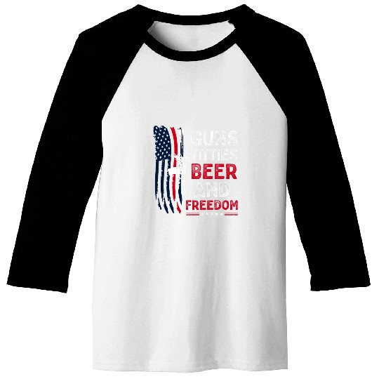 Beer Fun Guns Titties Beer Freedom American Flag vintages Retro Baseball Tees