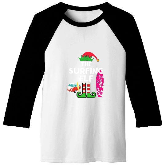 Surf Life Christmas In July Surfing Elf Summer Beach Vacation Party Baseball Tees