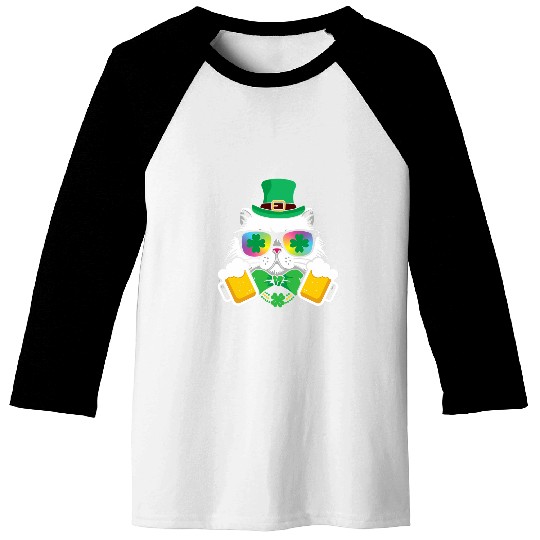 Beer Fun Cat Beer St Patrick s Day Funny Bar Crawl Shamrock Baseball Tees