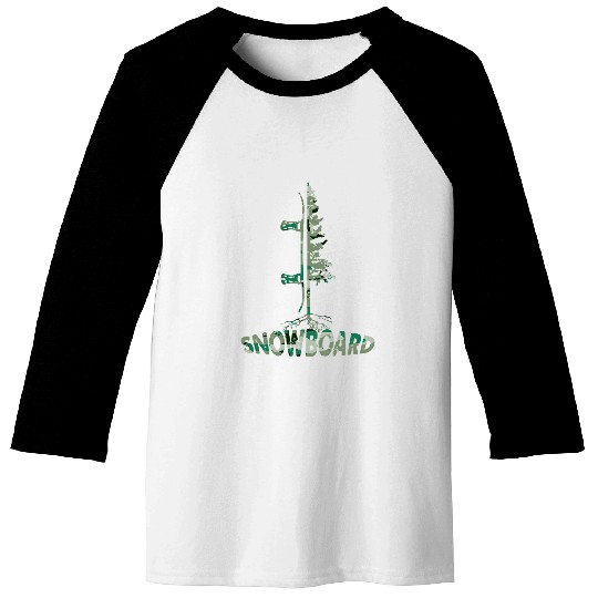 Skiing Ski Camouflage Pine Snowboard Snowboarding Baseball Tees