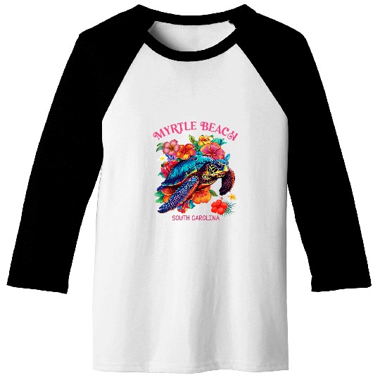 Turtle Pet Myrtle Beach South Carolina Floral Beach Turtle Souvenir Baseball Tees
