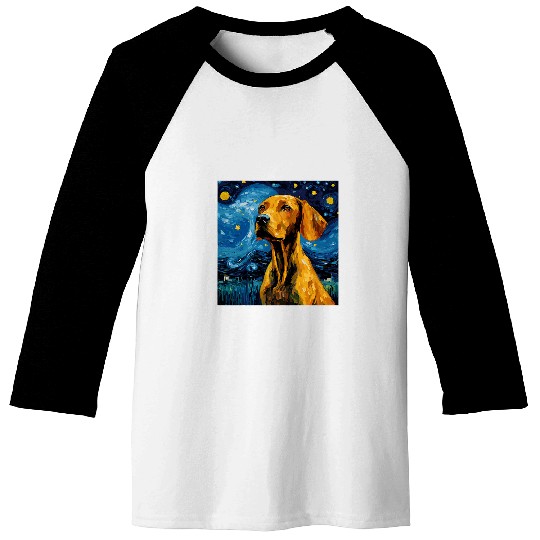 Coonhound Starry Night For Dog Mom Dog Dad 2 Baseball Tees